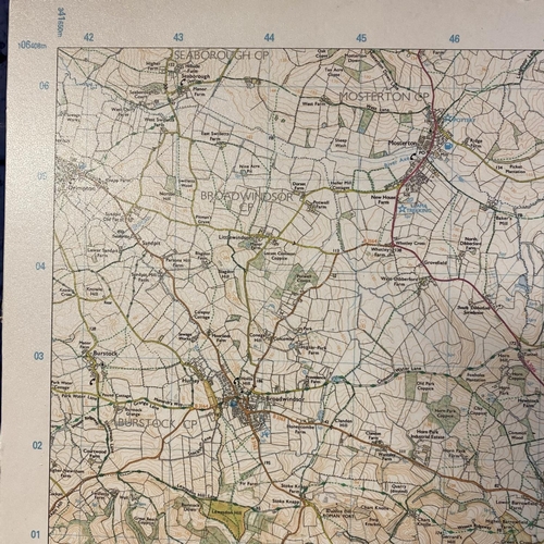 509 - A OS Map mounted on board of South Dorset to include Bridport, 85 x 85cm