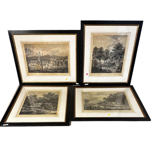 511 - A set of four black and gilt framed and glazed lithographs 