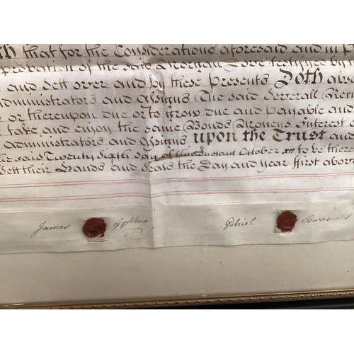 522 - Two framed and glazed C18th  Indentures