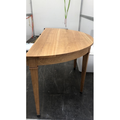 541 - A modern D end shaped table 150cmW x 75cmD x 75.5cmH; , and matching fitted rectangular table 150cmW... 