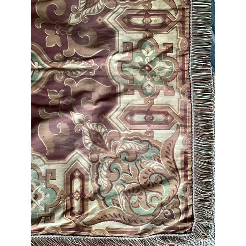 683 - Needlepoint throw, with a maroon central coloured ground, and with brown fabric backing, 145 x 180cm