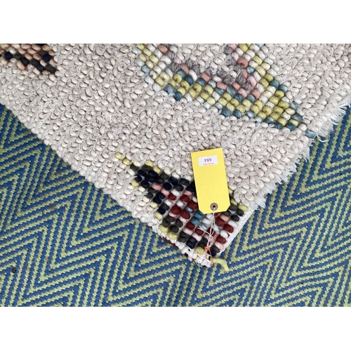 684 - A modern Berber cream rug, with  colour diamond geometric design patterns 180 x 246cm