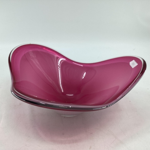 1029 - A large mid 20th century art glass bowl, etched signature to base dated '56. 40cm (d)