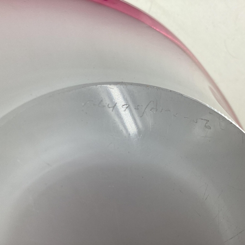 1029 - A large mid 20th century art glass bowl, etched signature to base dated '56. 40cm (d)