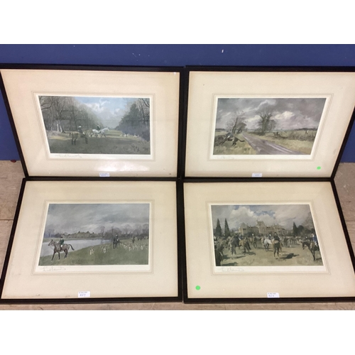 411 - Four prints of hunting scenes, signed lower left, pencil Lionel Edwards, of the Beaufort Hunt,  in e... 