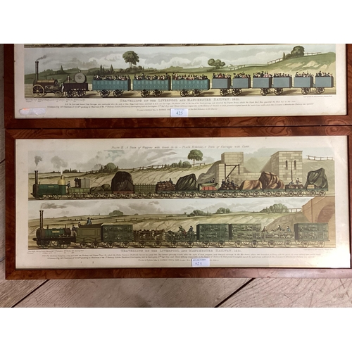 412 - A pair of etching plates, depicting the Liverpool to Manchester Railway 1831, in walnut glazed frame... 