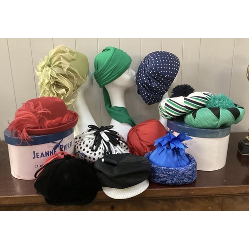 119 - Quantity of vintage hats, 1960s, 1970s, to include a green Jersey Mr David; velvet Baker Boy etc, se... 