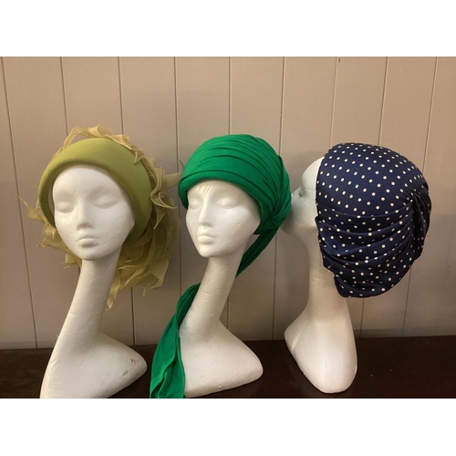 119 - Quantity of vintage hats, 1960s, 1970s, to include a green Jersey Mr David; velvet Baker Boy etc, se... 