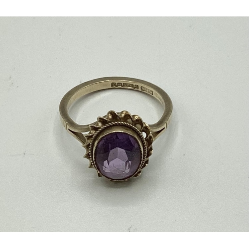 27 - A 9 ct gold amethyst set ring 2.4 g size K