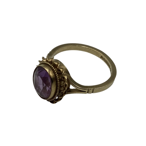 27 - A 9 ct gold amethyst set ring 2.4 g size K