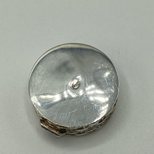 32 - A Sterling silver circular pill box by Mark Houghton LTD Sheffield 11 g