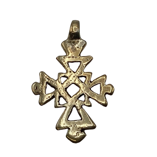 33 - An unmarked yellow metal Coptic style crucifix pendant 8 g