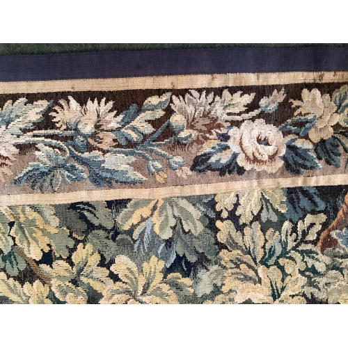 401 - C19th wall tapestry, continental landscape scene with floral border 225 cm x 175 cm