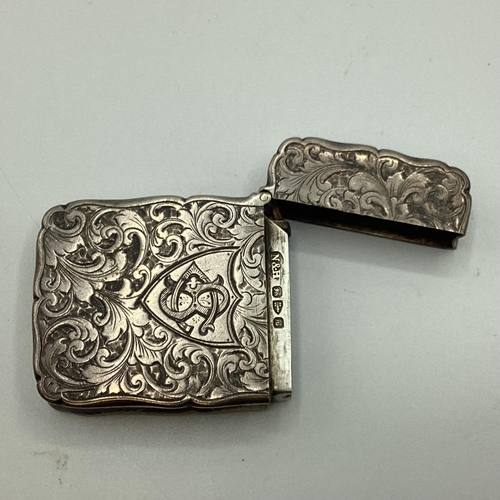 43 - A sterling silver pocket Vesta with chased acanthus leaf decoration by Nathan and Hayes Chester 1895... 