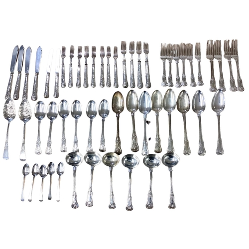 57 - A collection of sterling silver flatware and cutlery. Mainly in the Kings Pattern. Approx 107ozt. KN... 