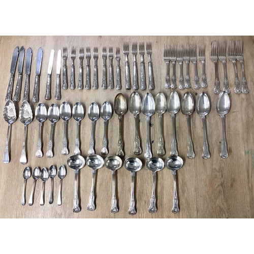 57 - A collection of sterling silver flatware and cutlery. Mainly in the Kings Pattern. Approx 107ozt. KN... 