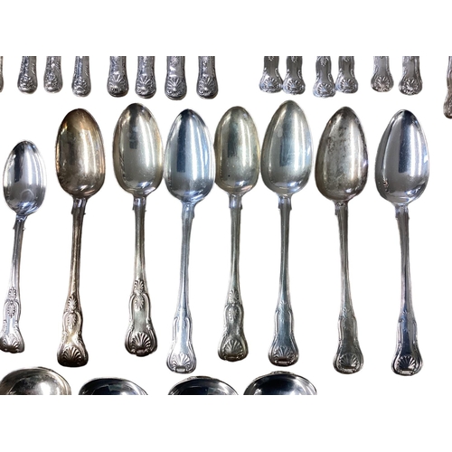 57 - A collection of sterling silver flatware and cutlery. Mainly in the Kings Pattern. Approx 107ozt. KN... 