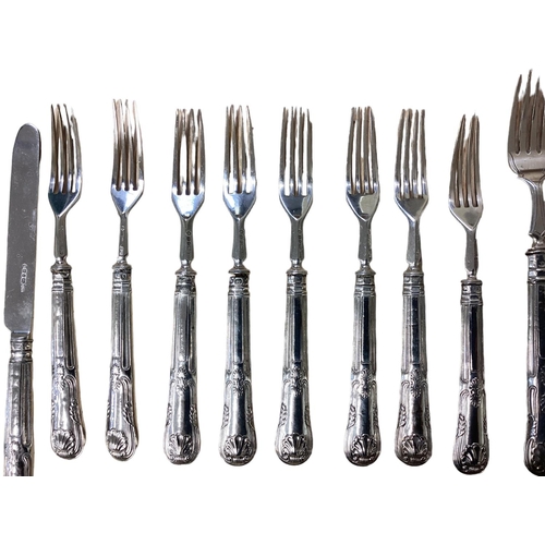 57 - A collection of sterling silver flatware and cutlery. Mainly in the Kings Pattern. Approx 107ozt. KN... 