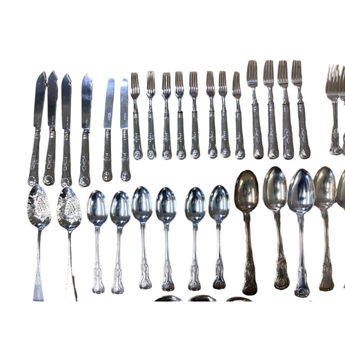 57 - A collection of sterling silver flatware and cutlery. Mainly in the Kings Pattern. Approx 107ozt. KN... 