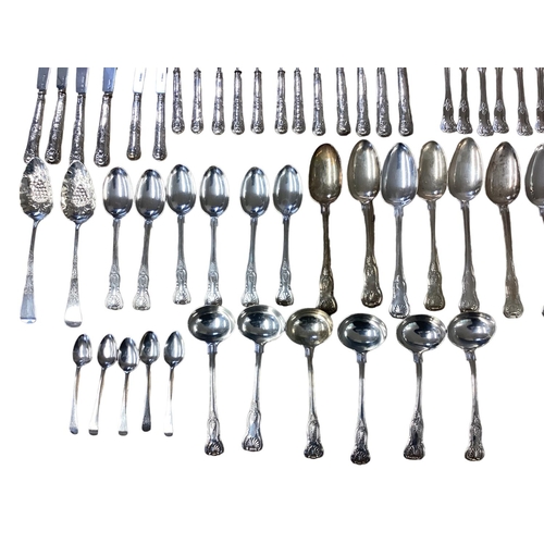 57 - A collection of sterling silver flatware and cutlery. Mainly in the Kings Pattern. Approx 107ozt. KN... 