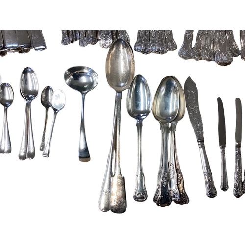 58 - A collection of silver plated flatware and cutlery mostly in The Kings Pattern.