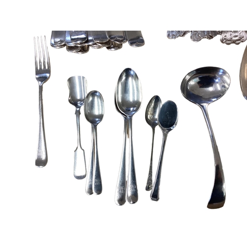 58 - A collection of silver plated flatware and cutlery mostly in The Kings Pattern.