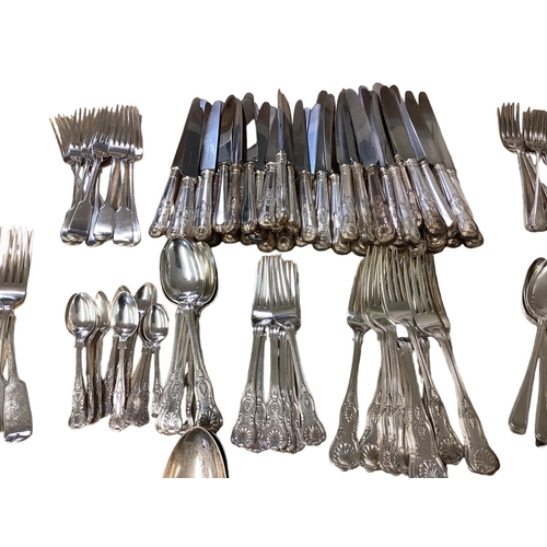 58 - A collection of silver plated flatware and cutlery mostly in The Kings Pattern.