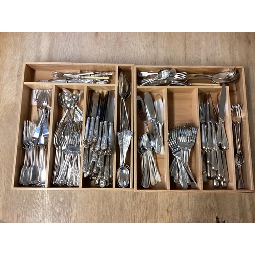 58 - A collection of silver plated flatware and cutlery mostly in The Kings Pattern.