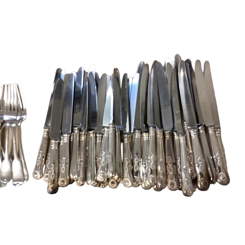 58 - A collection of silver plated flatware and cutlery mostly in The Kings Pattern.