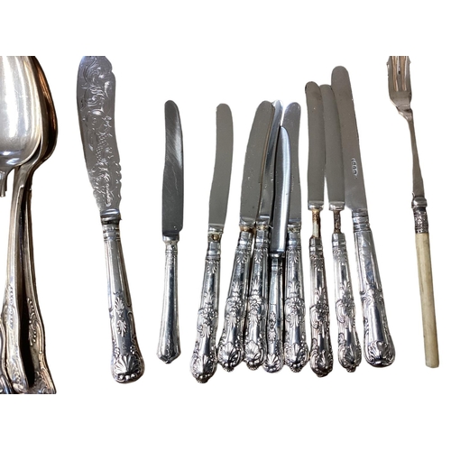 58 - A collection of silver plated flatware and cutlery mostly in The Kings Pattern.