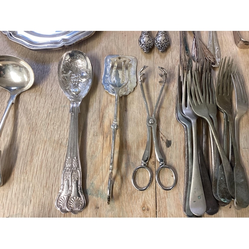 70 - A collection of silver plated flatware and other items