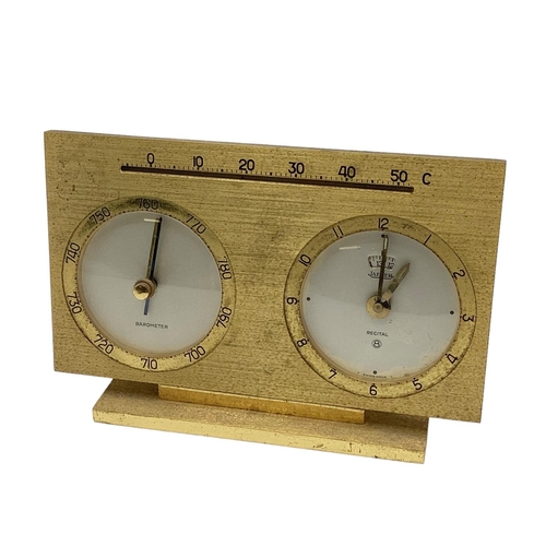 71 - A Jaeger gilt metal bedside barometer clock/thermometer (The Weather Station)