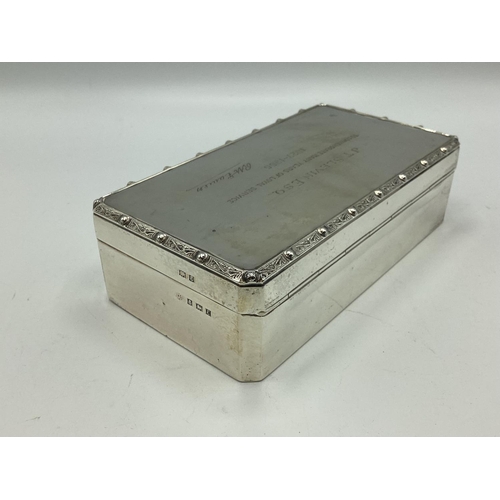 93 - A sterling silver cigarette box with cedar lining a Amos Brothers LTD Birmingham 1904 16.5cm x 9cm x... 