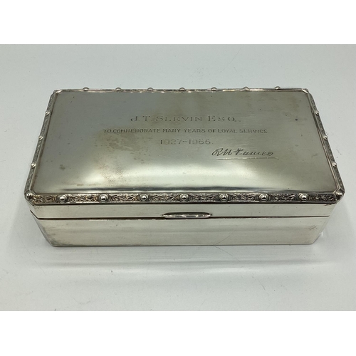 93 - A sterling silver cigarette box with cedar lining a Amos Brothers LTD Birmingham 1904 16.5cm x 9cm x... 