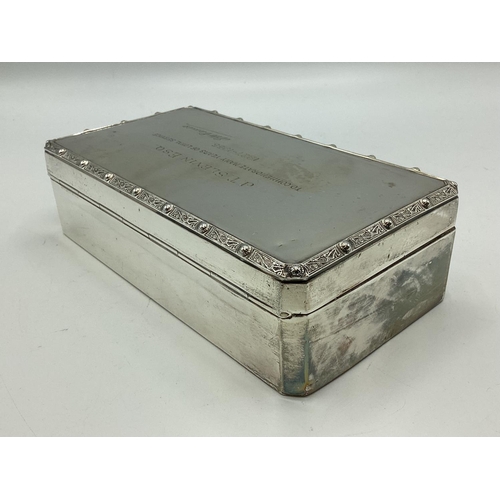 93 - A sterling silver cigarette box with cedar lining a Amos Brothers LTD Birmingham 1904 16.5cm x 9cm x... 