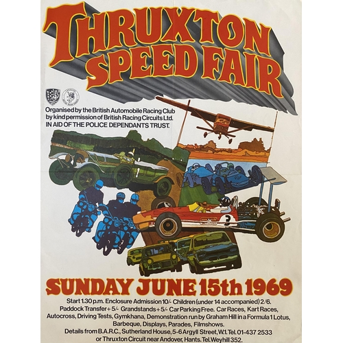 162 - Thruxton Speed Fair BARC original poster, Sunday June 15th 1969.  Condition good, bar light folding ... 