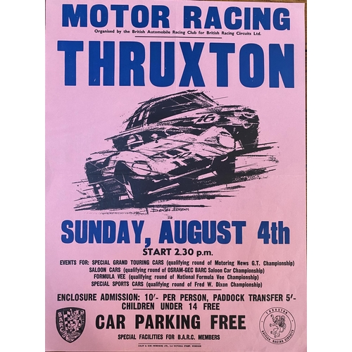 163 - Thruxton original BARC motor racing poster Sunday August 4th Start 2.30 pm.  Printed signature 'Dext... 