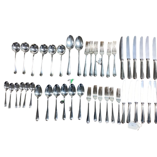 94 - A six person sterling silver flatware service together with sterling silver handled knives . William... 