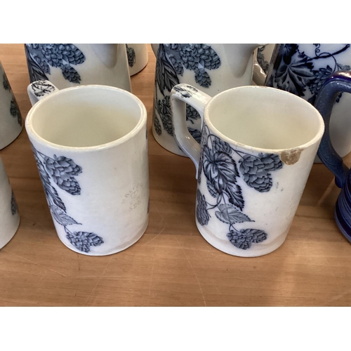 106 - A set of Staffordshire blue and white graduated jugs together and other items.