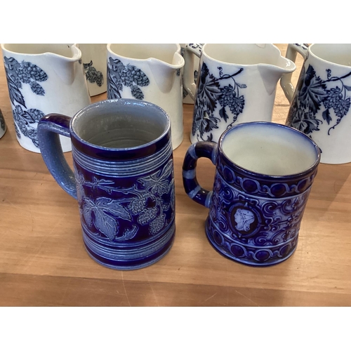 106 - A set of Staffordshire blue and white graduated jugs together and other items.