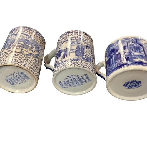 107 - A large collection of blue and white cider mugs, late 18th century to early 20th century, various ma... 