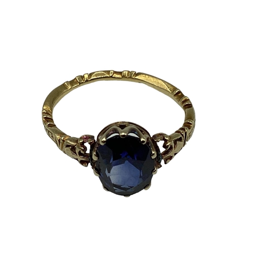 26 - An 18th Century and later unmarked yellow metal mourning ring, with later added central oval free cu... 