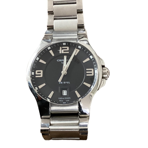 29 - A Certina DS Spel automatic wristwatch. Stainless steel case with black 34mm face with Arabic and ba... 