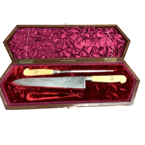 39 - A boxed set of 6 sterling silver handled fruit knives, burr wood humidour, and a boxed carving set (... 