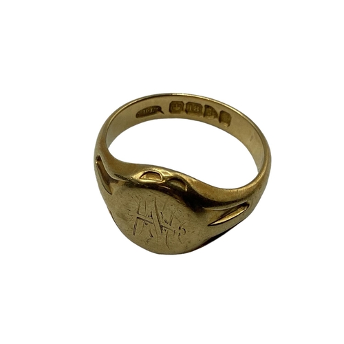 40 - 18ct gold gents signet ring, 4.5g, size T