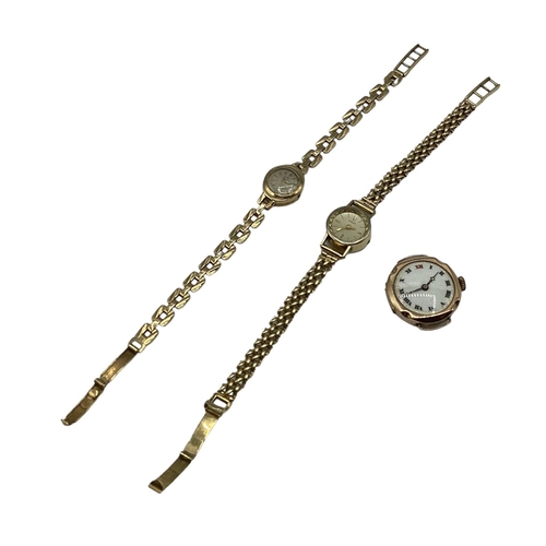 76 - A 9ct gold cased ladies Rolex cocktail watch on a 9ct integral strap. Together with a yellow metal ,... 