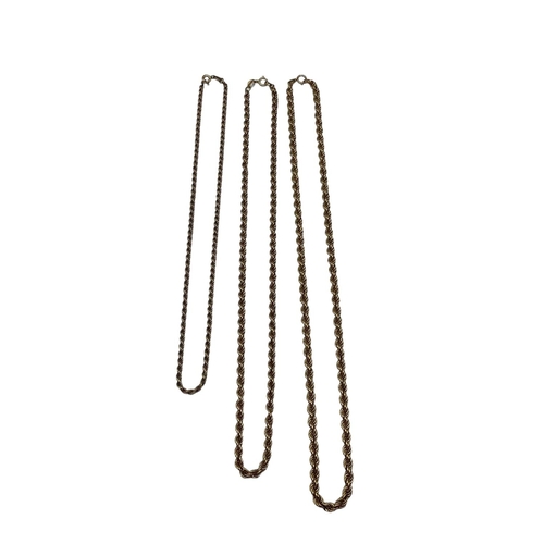 80 - Three 9ct gold rope twist necklaces. 6.15g.