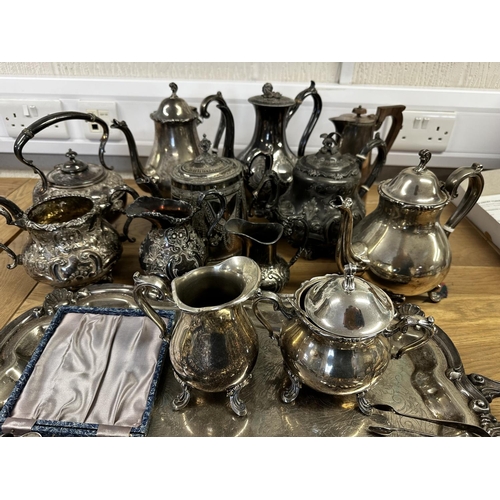 64 - A collection of silver plated wares together  with a  collection of sterling silver tea spoons.