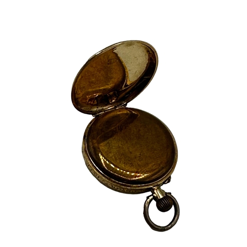 91 - A 14ct gold ladies pocket watch, gold face with Roman numeral markers. 8.7g.,