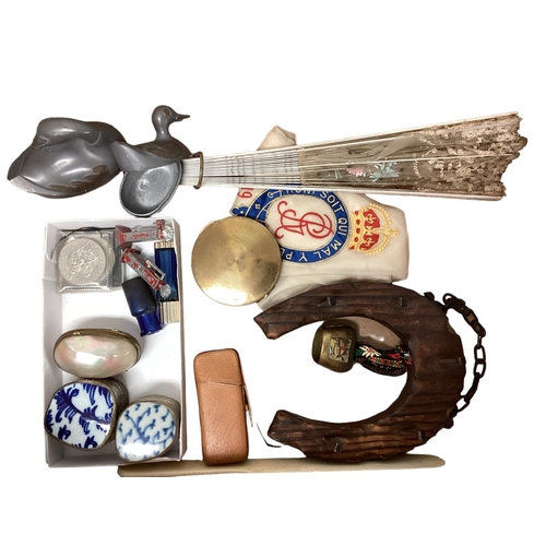 67 - A collection of miscellaneous items to include candle holders mother of pearl items etc.